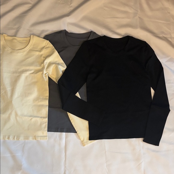 None Tops - Basic Slim Fit Spandex Long Sleeve Tshirt Bundle of 3 Women Size Small NWOT